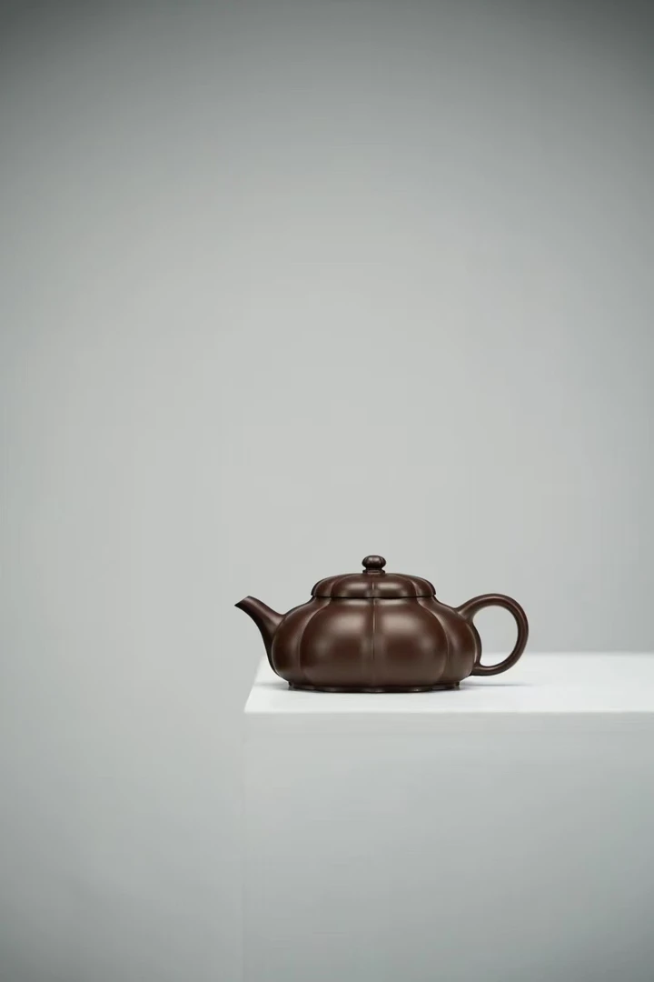 漫秋·牛盖莲子壶居士壶·筋纹精品·150cc老紫泥料紫砂壶茶具泥壶