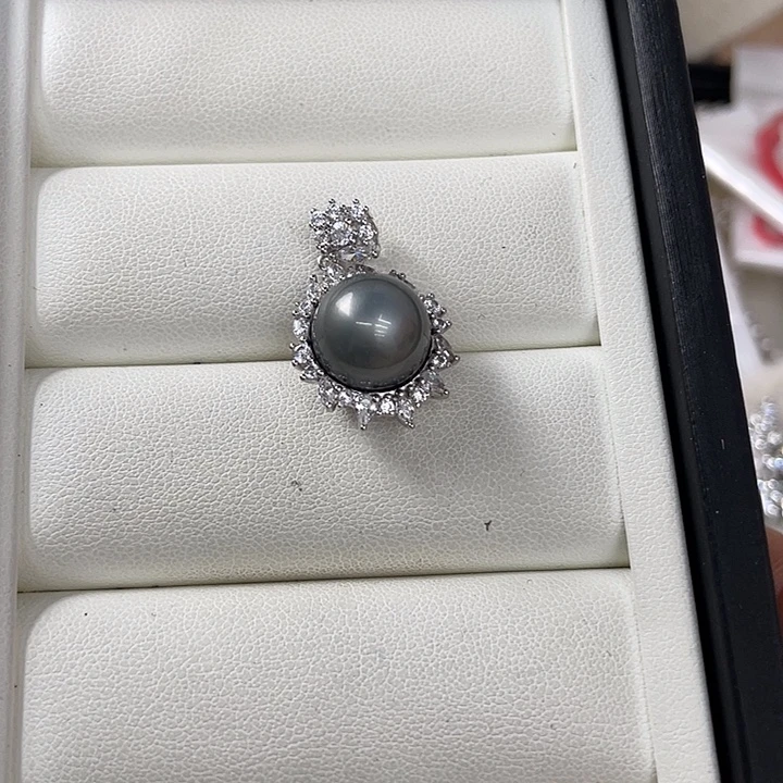 海水珍珠银S925镶嵌吊坠(不含链)