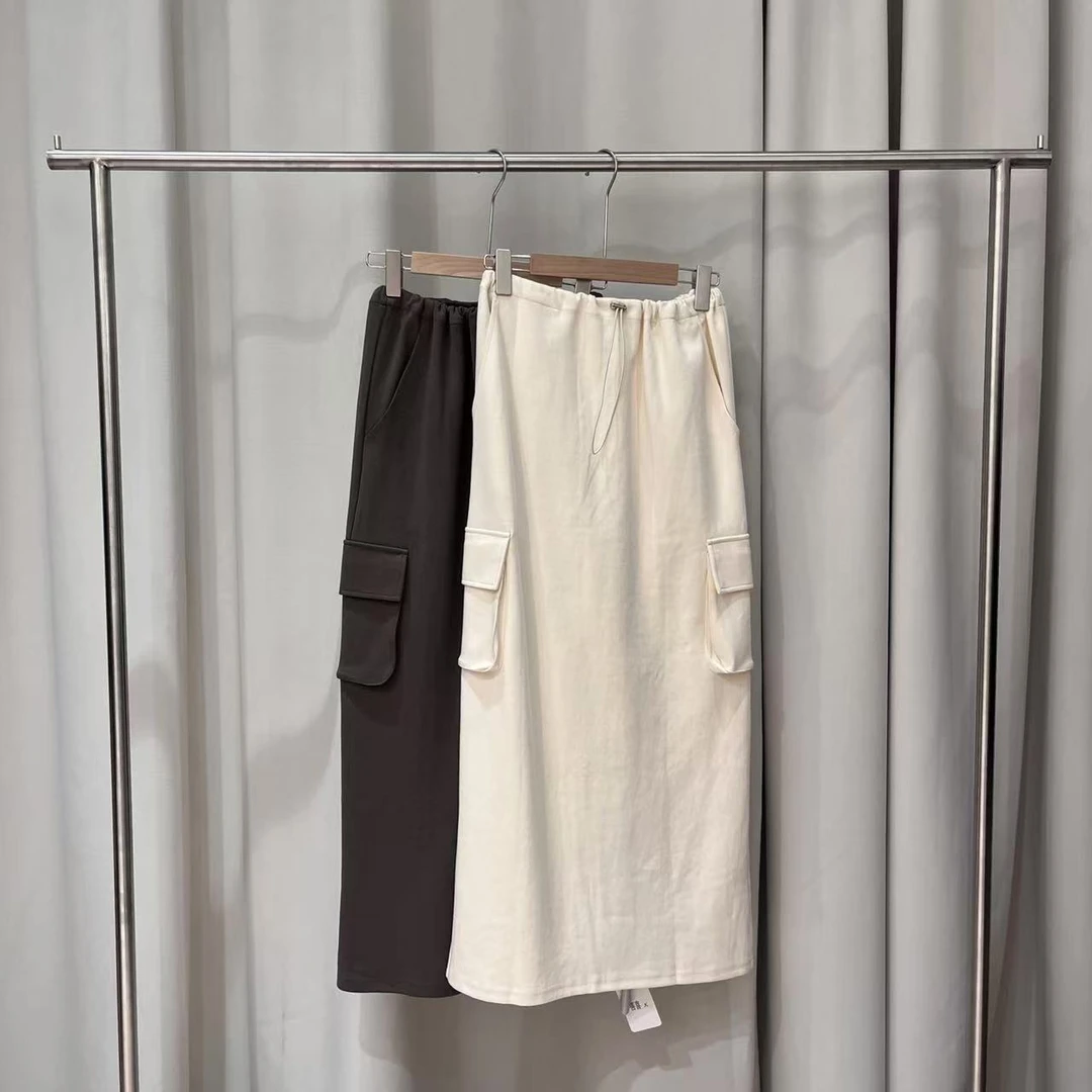 6024抽腰方兜休闲卫裙