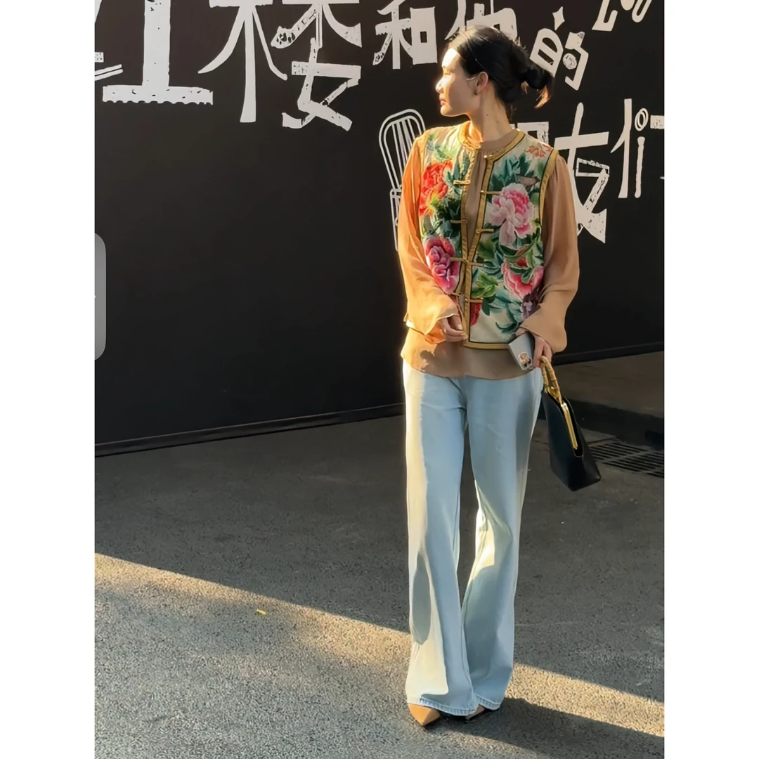 【吉娜王】「花开富贵」新中式国潮高档刺绣马甲