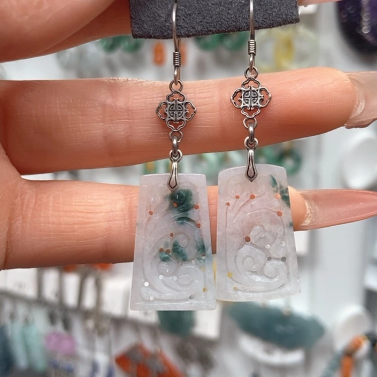 【闪购商品】翡翠耳饰银S925镶嵌耳饰