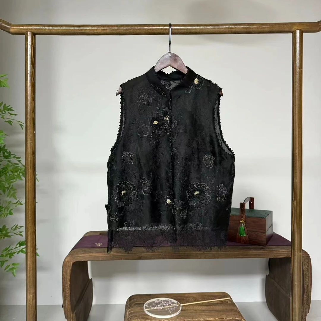 花颜！桑蚕丝立体绣花新中式马甲！GZ4044