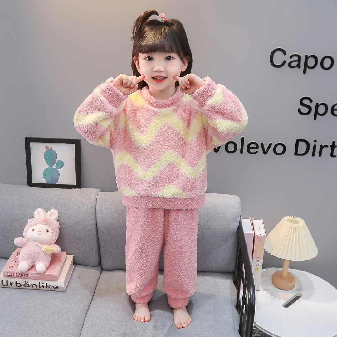 儿童睡衣秋冬款法兰绒2025新款女童加厚珊瑚绒套装宝宝冬季家居服