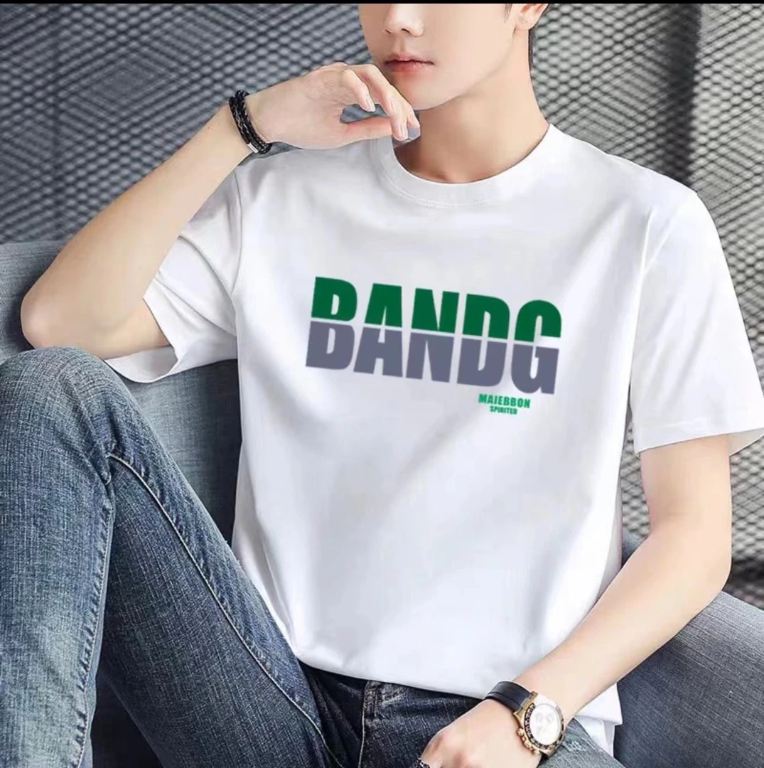 2025新款纯棉圆领短袖男印花T恤宽松时尚百搭打底半袖t