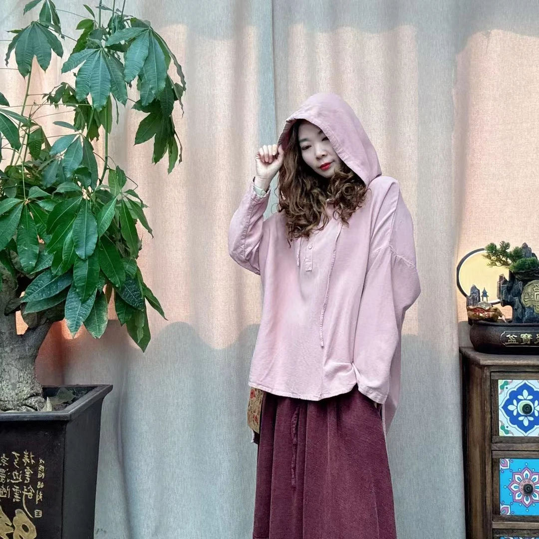 花璟原创设计炒色做旧不规则连帽小衫（衣长63-78胸围140）