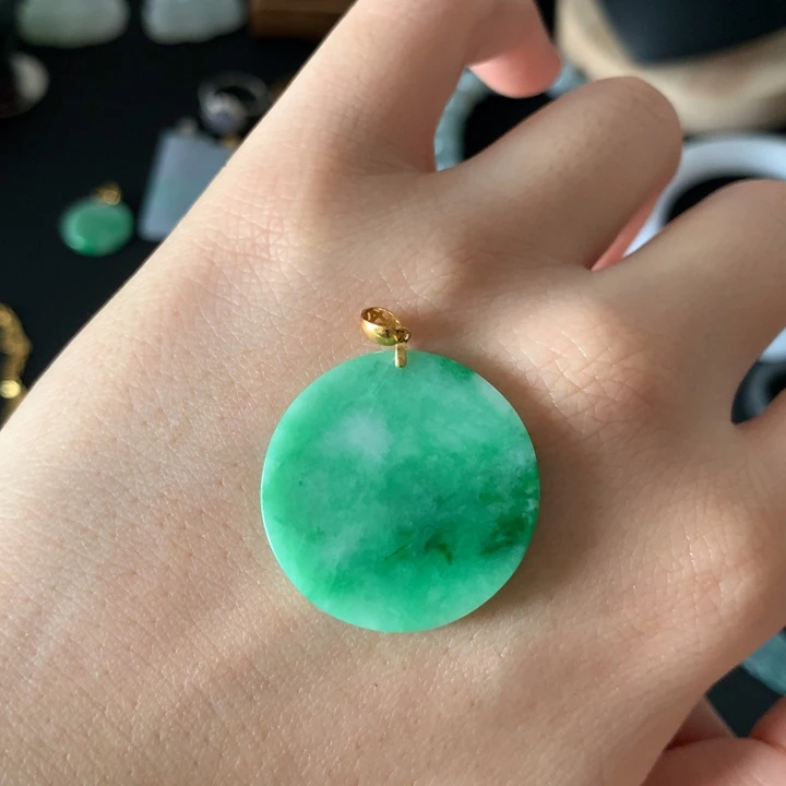 翡翠18K金镶嵌吊坠(不含链)