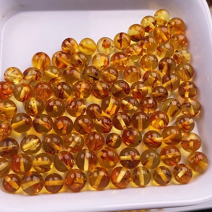 未镶嵌卡8花珀25个玛瑙/玉髓