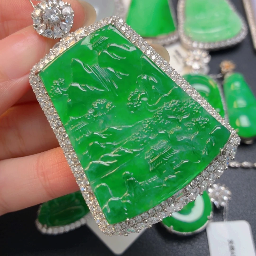 翡翠银S925镶嵌颈饰