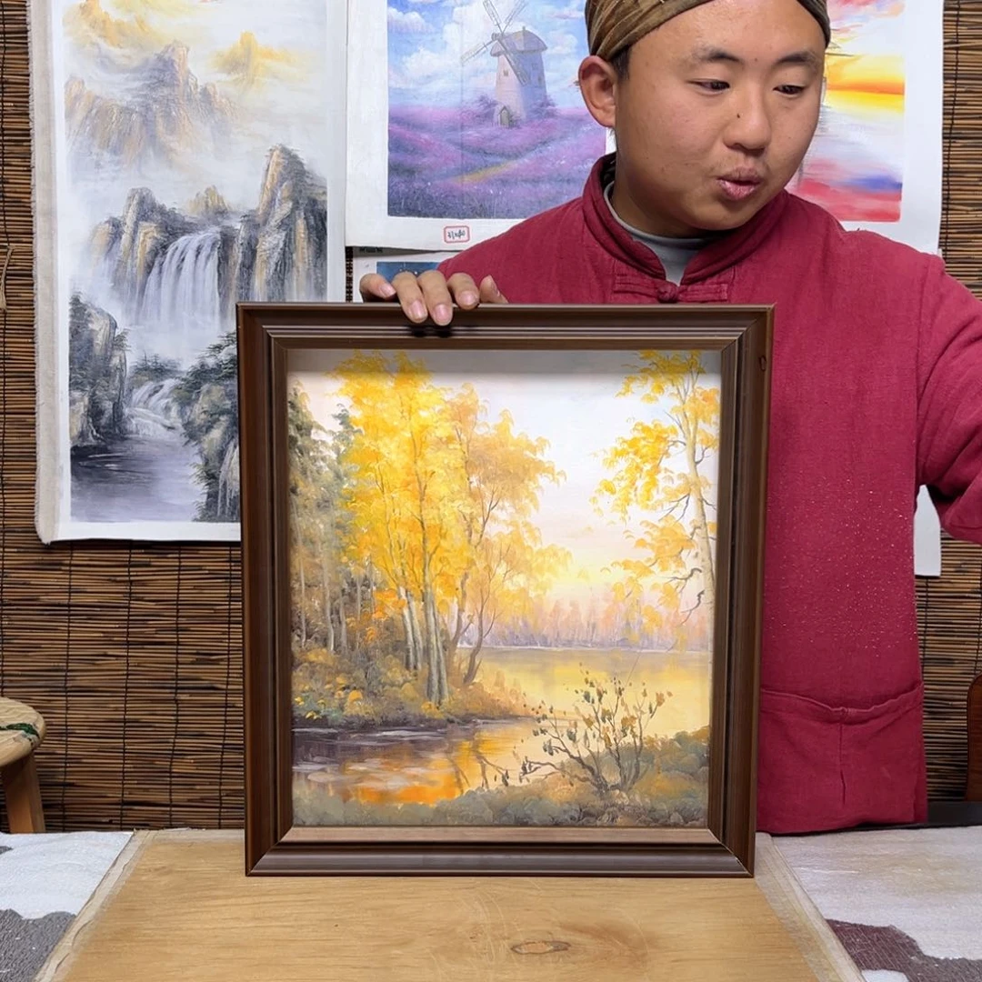 油画行路人小院绘画作品竞拍