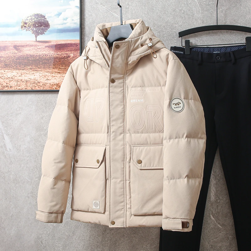 线下1000+品牌撤柜90白鹅绒羽绒服男款冬季保暖卡其色大口袋冬装