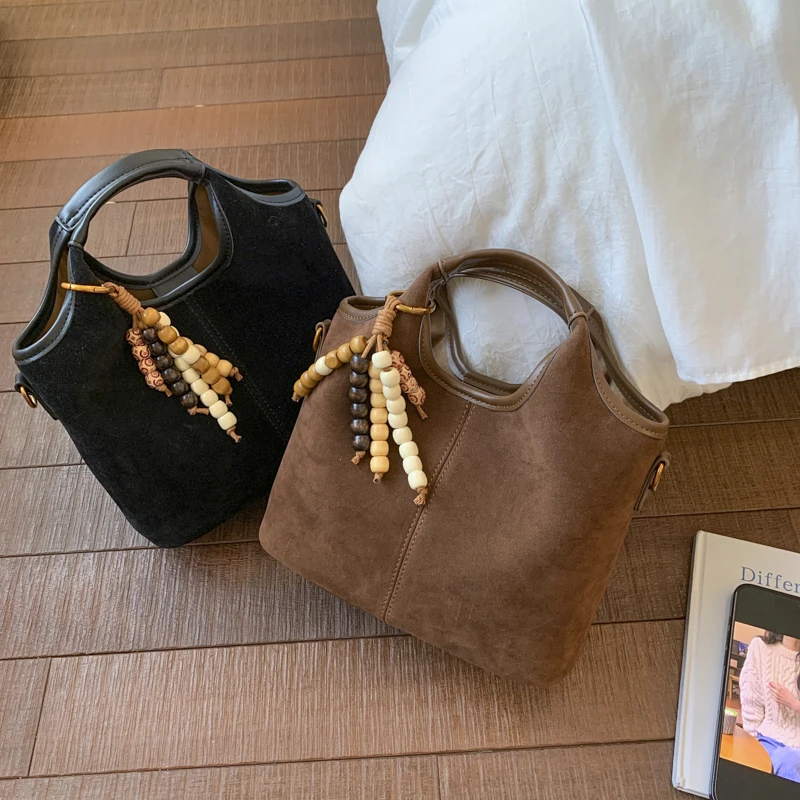 时尚磨砂手提包2025新款秋冬简约复古单肩包小众休闲子母包斜跨包