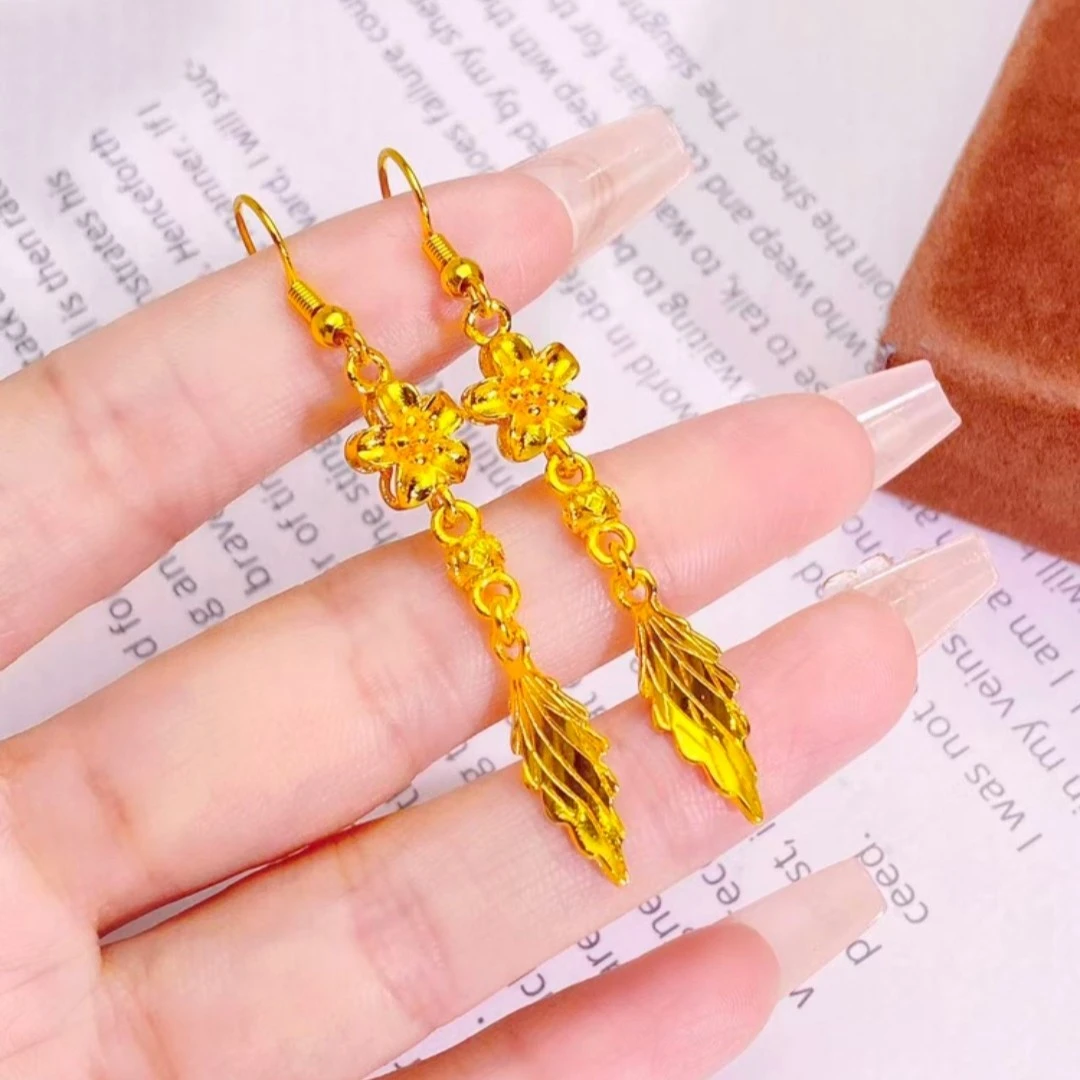 铜合金耳饰 铜合金耳饰《梅花扭叶耳钩》金枝玉叶耳坠女款时尚