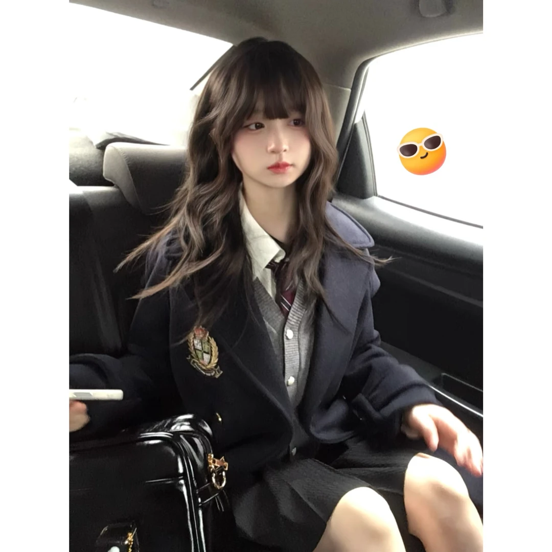 呢子大衣高个子风衣日系学院风中长款毛呢外套女Jk套装纯欲