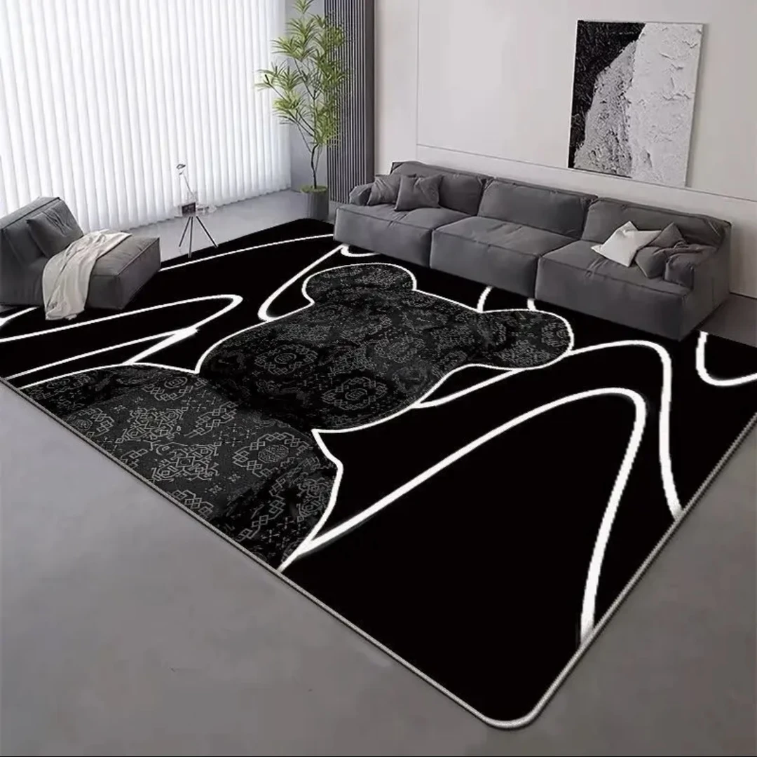 黑色客厅地毯卧室毯2026新款卡通风高级感吸水可擦免洗无毛大地垫