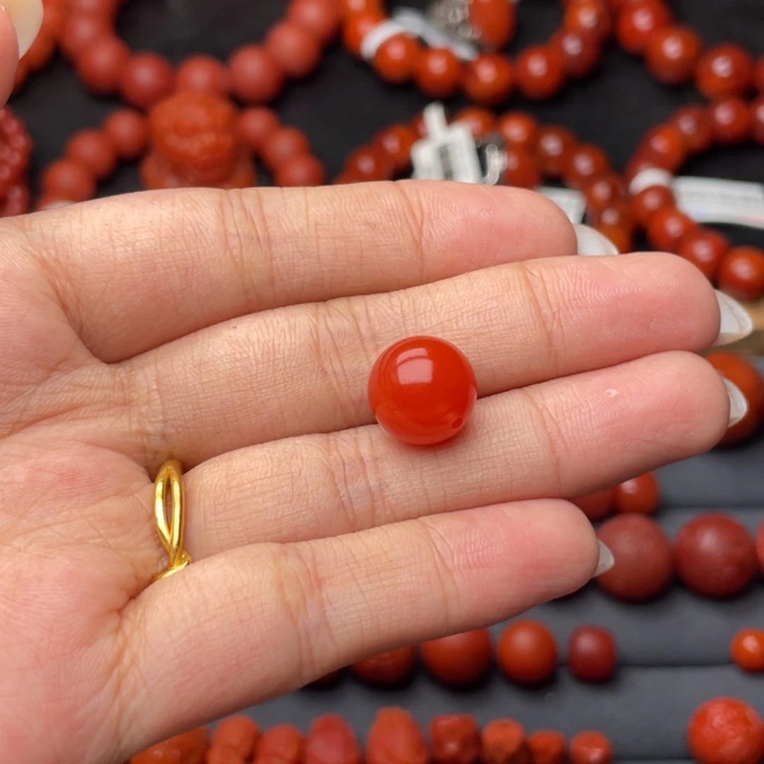 大***鹏南红玛瑙未镶嵌手串Y11.9mm柿子红单珠
