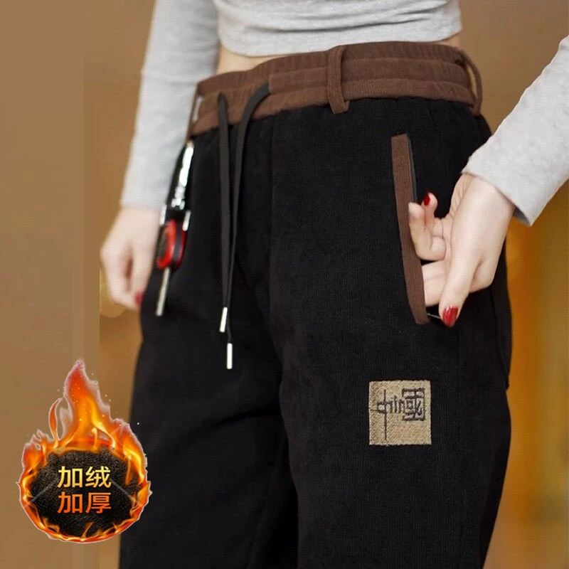 2025秋冬季新款休闲裤男士潮牌百搭显高中国风刺绣弹力修身直筒裤