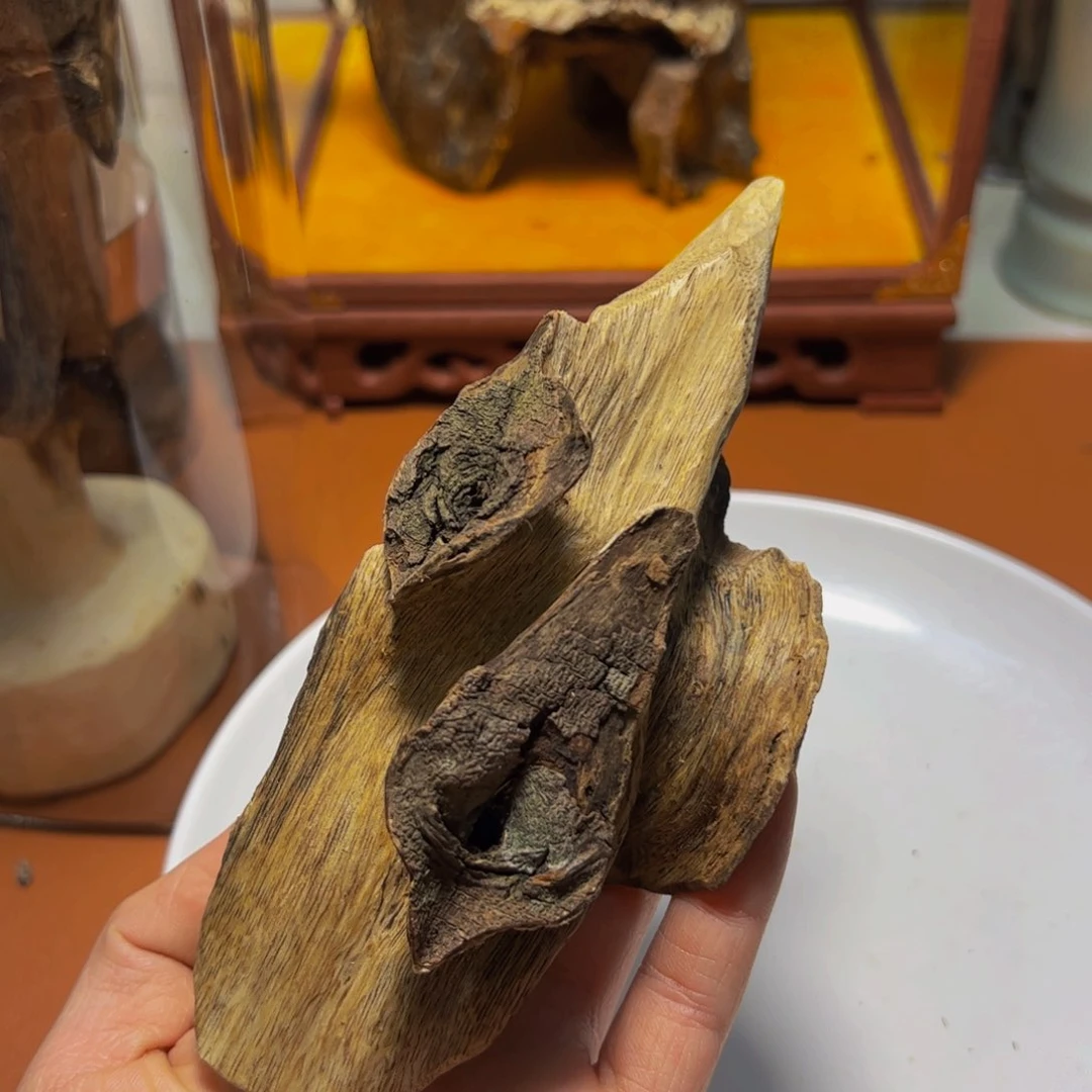 沉香木手把件福**禧沉香虎斑棋