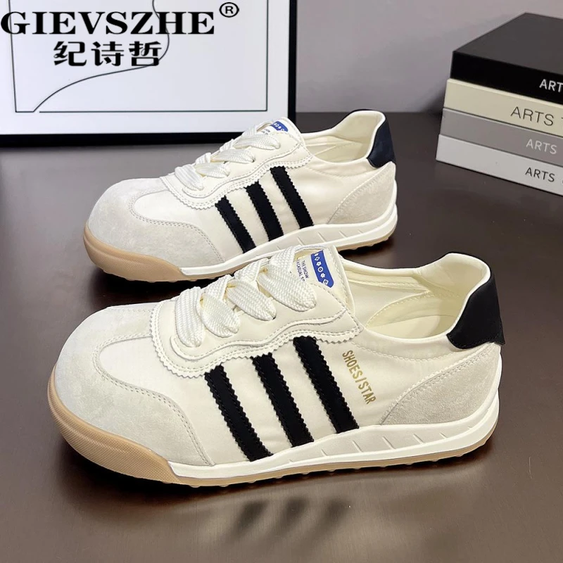 纪诗哲真皮透气网面德训鞋女夏季新款百搭阿甘鞋舒适软底休闲板鞋