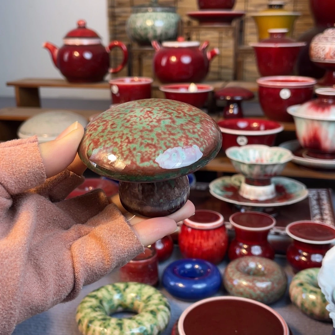 景德镇原矿陶瓷 蘑菇盖置