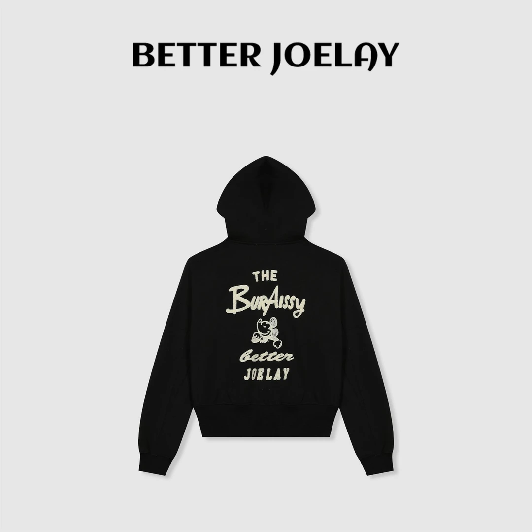（直播)BETTERJOELAY-薄绒【素描米奇】时尚宽松开衫连帽卫衣KH1360