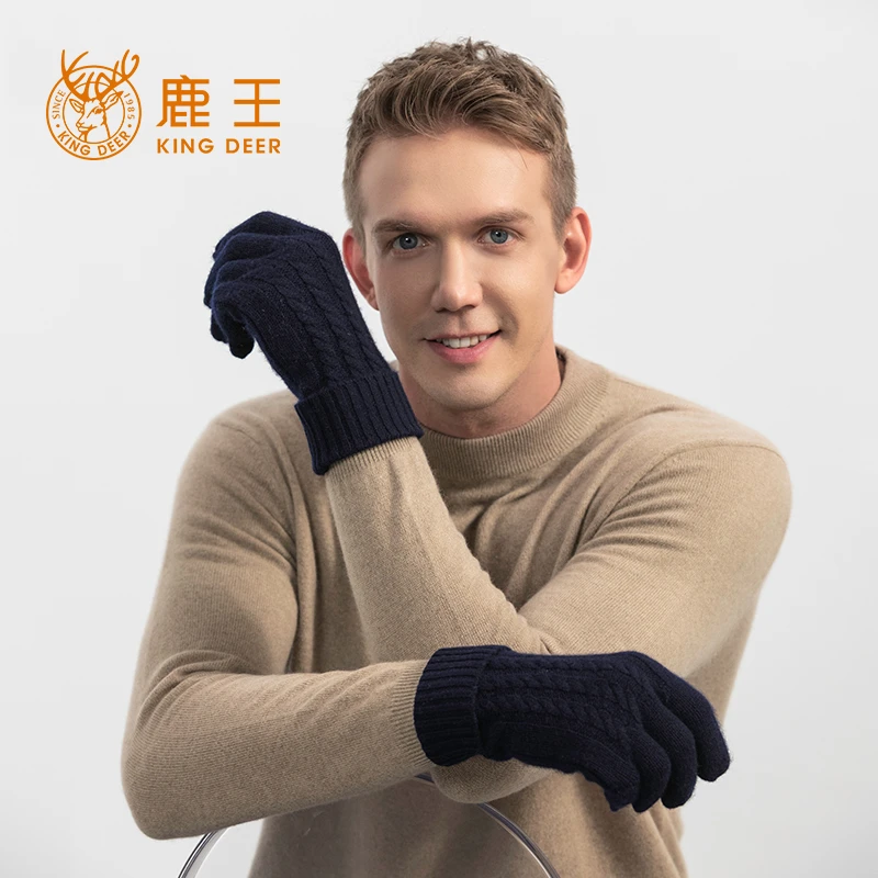 鹿王羊绒手套男士商务休闲日常百搭户外骑行防寒秋冬款