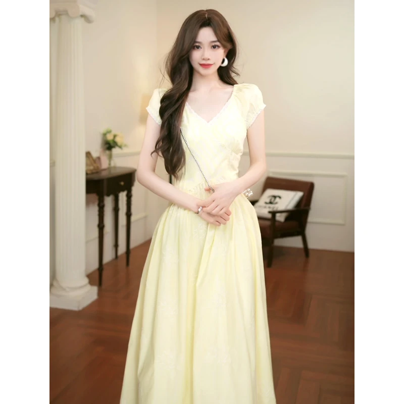 【亚子专属】 酒午 法式长裙夏季显瘦气质收腰小众优雅连衣裙YS797