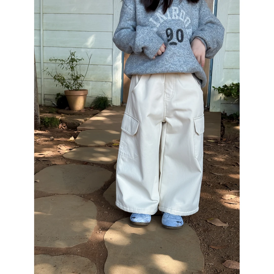 Harper kids 韩版女童洋气百搭加绒工装裤 H25A020912