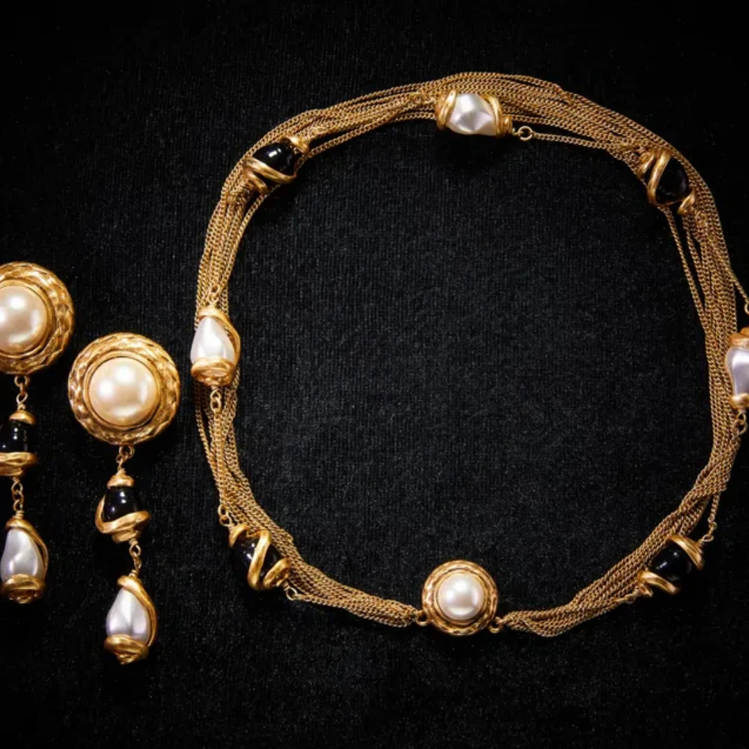 铜合金合成锆石耳饰  中古款套装轻奢气质饰品KK-92126