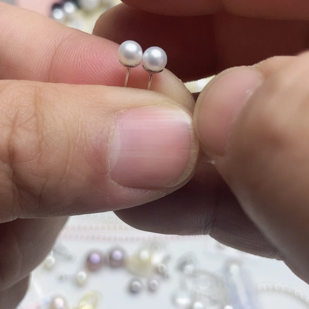 @***丁耳饰银S925镶嵌淡水珍珠
