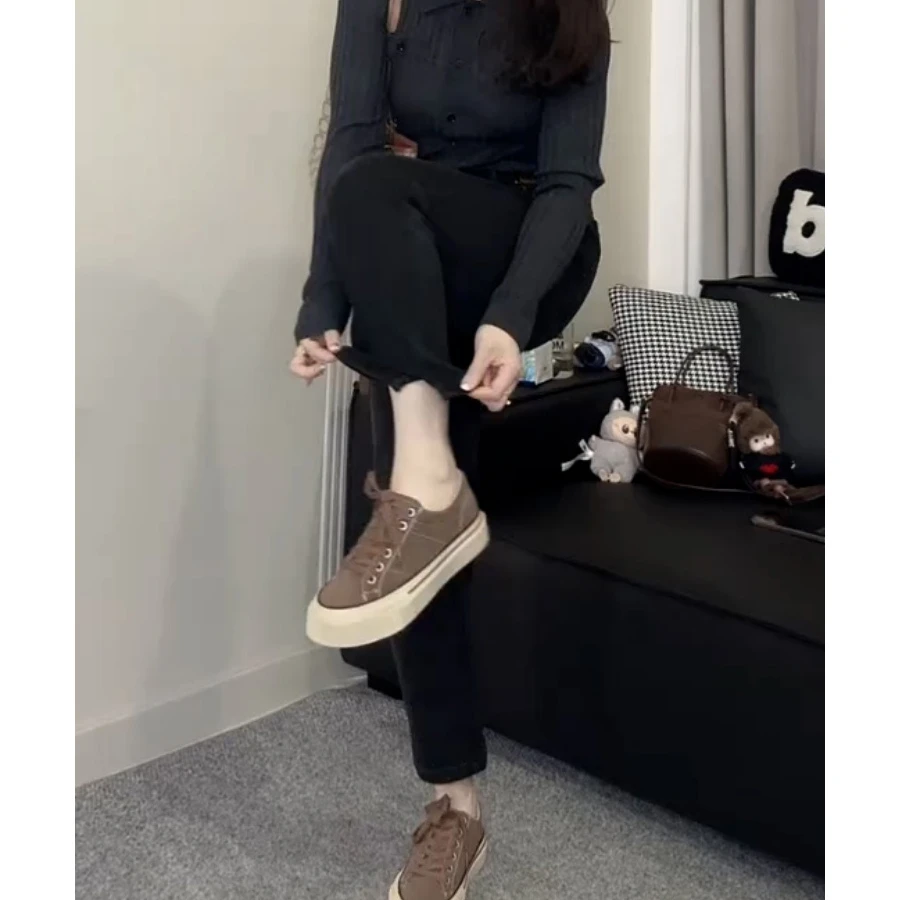 大码女装2025秋季新款高腰弹力开叉直筒牛仔裤遮胯显瘦九分烟管裤