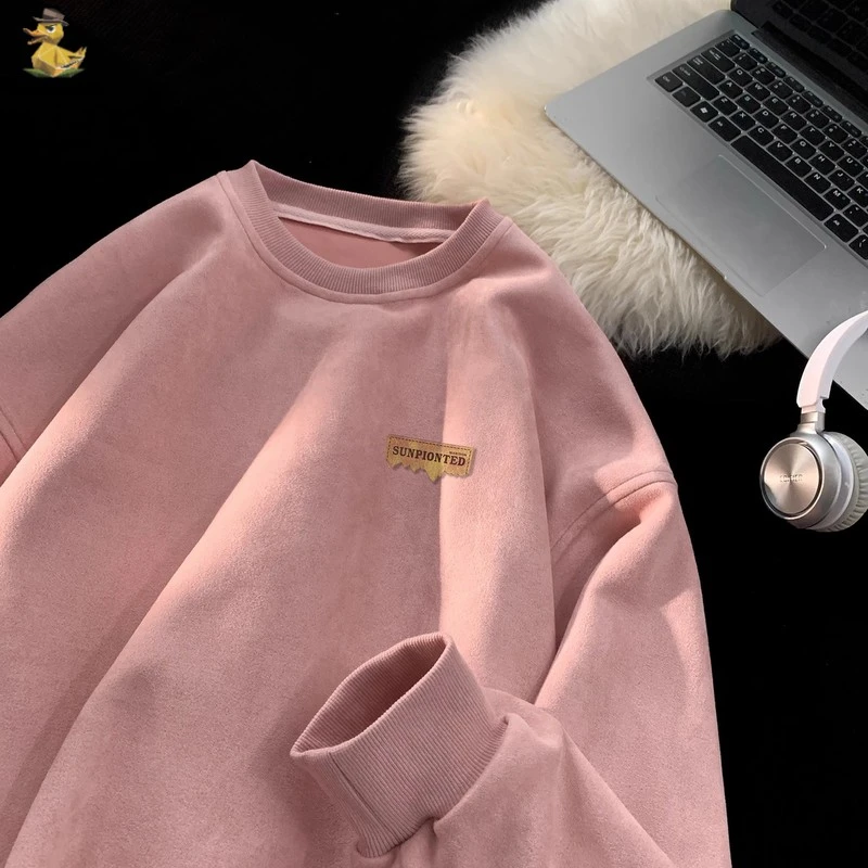 特大码300斤美式vibe印花圆领卫衣男女秋冬季重磅时髦绒长袖T恤衫