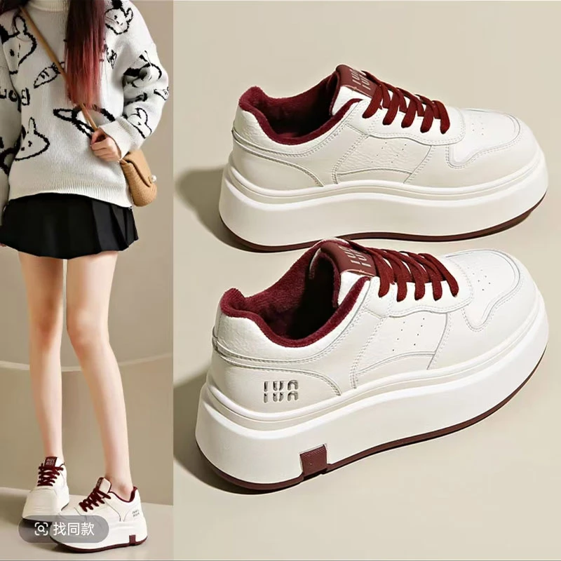 厚底小白鞋女2025爆款百搭时尚休闲小白鞋松糕增高女鞋P6211