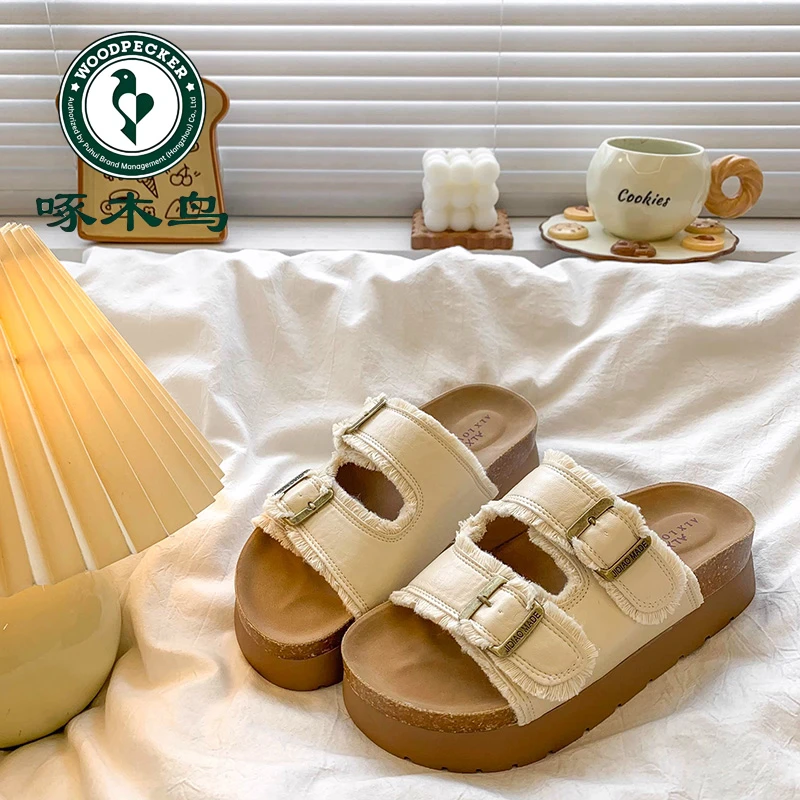 琢木鸟~厚底增高勃肯拖鞋女款2025新款夏季外穿凉鞋沙滩一字凉拖