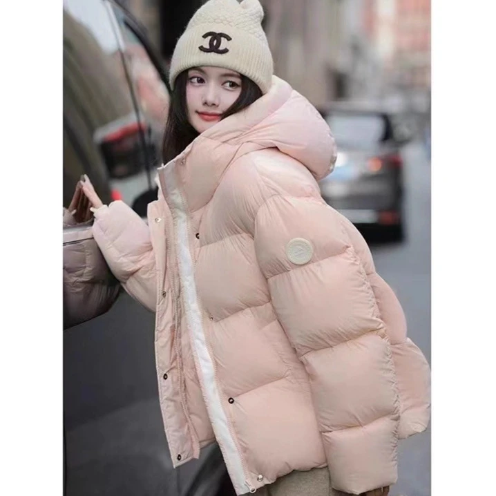 蒙口潮牌情侣款羽绒服女2025时尚加厚连帽长短款高级质感带