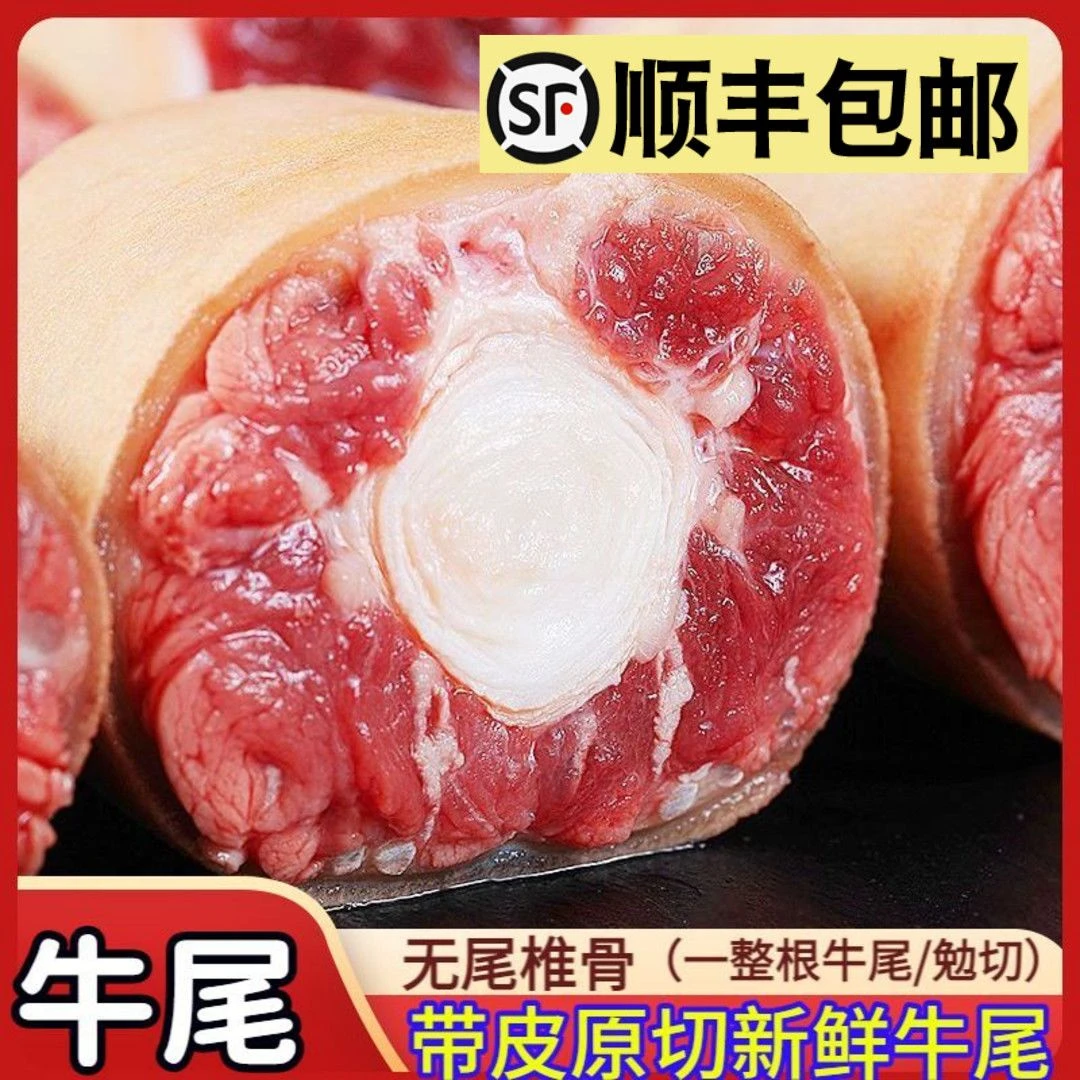 【牛妹精品】新鲜带皮整根牛尾巴现杀黄牛尾巴煲汤 红烧