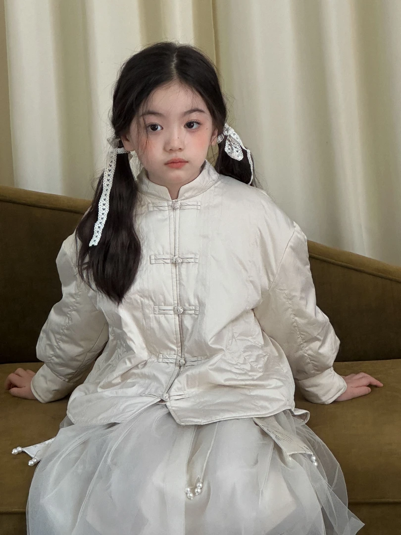 【素影听风】女童新中式外套复古缎面国风盘扣唐装棉服外套棉衣