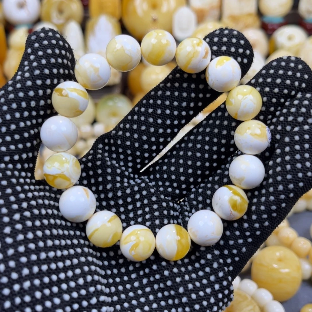 琥珀未镶嵌手串同料圆珠手串12.5mm