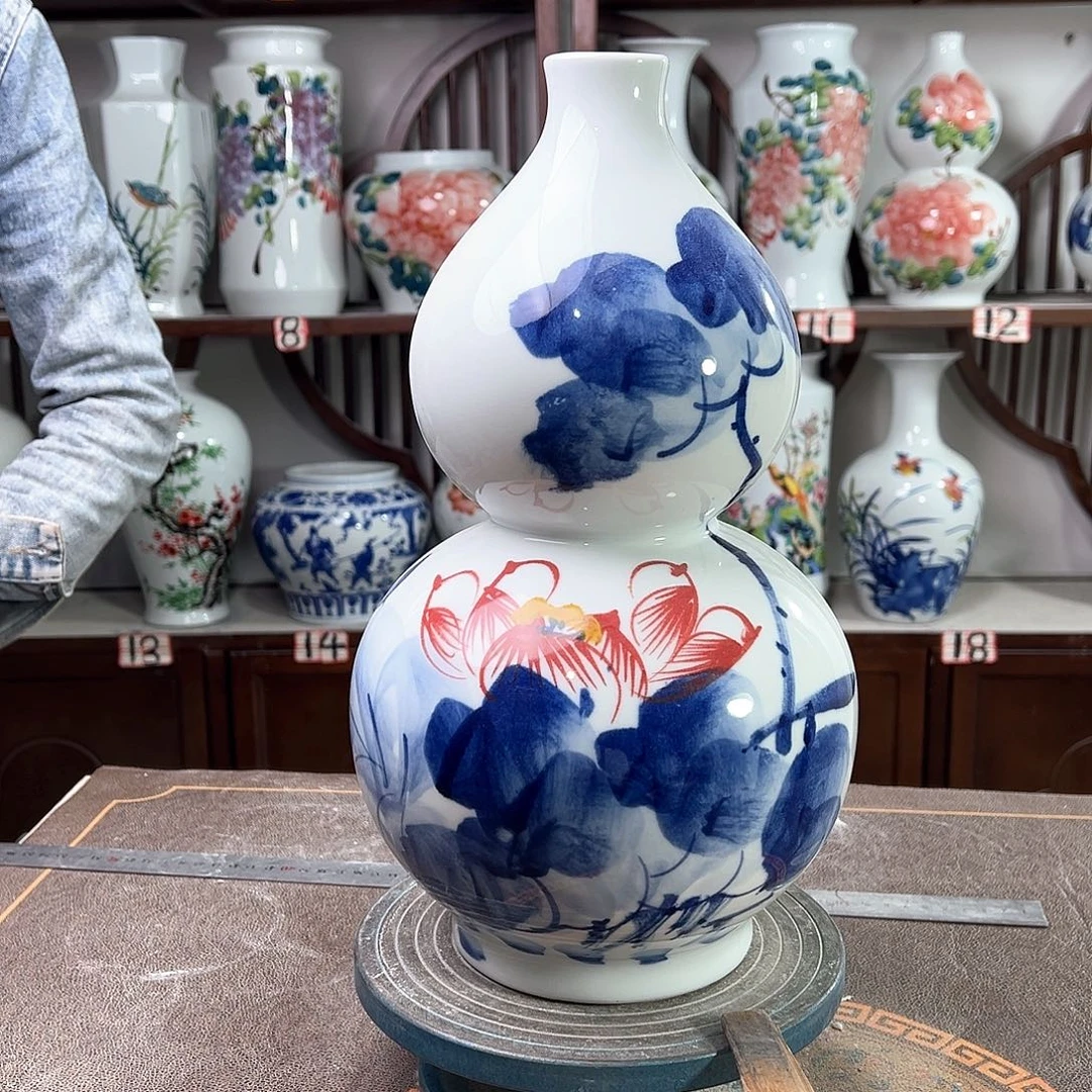 摆件景德镇陶瓷葫荷花