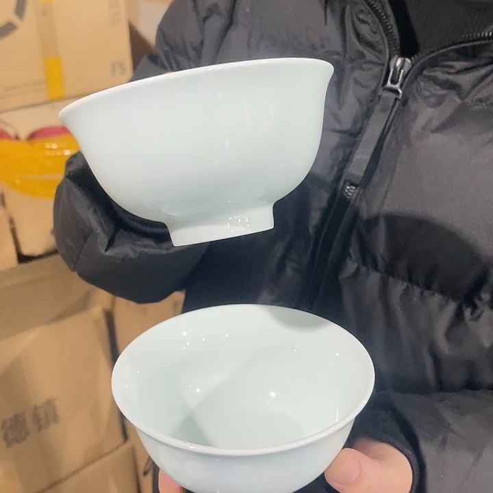 瓷片云青高白泥4.75英寸米饭碗2个，包邮
