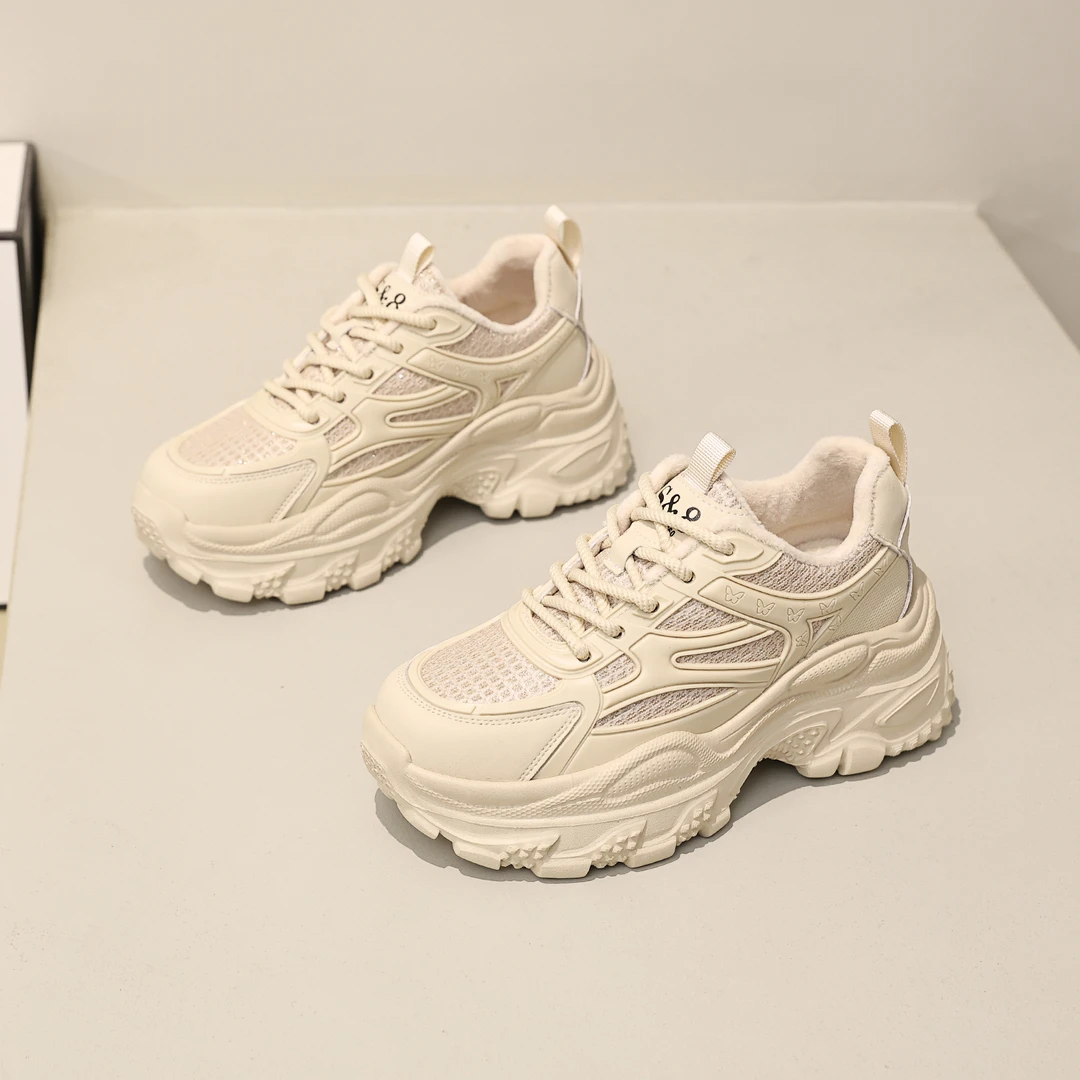 【千屿Sheila】超轻！棉花糖大底某丽黑金刚真皮加绒老爹鞋021-1