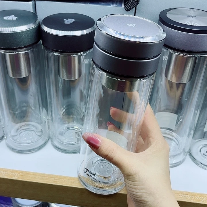 涵**好万象品牌双层玻璃杯V156RL-370水泥灰