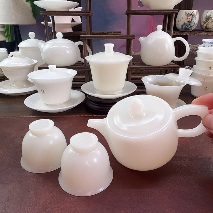 隐唐窑/璞玉素烧自生釉200ml井栏壶送2客杯