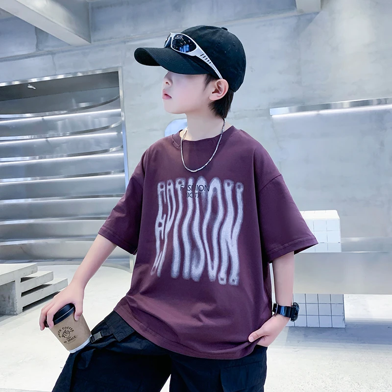 男童短袖t恤夏季2025新款儿童夏装上衣薄款中大童纯棉体恤痞帅风t