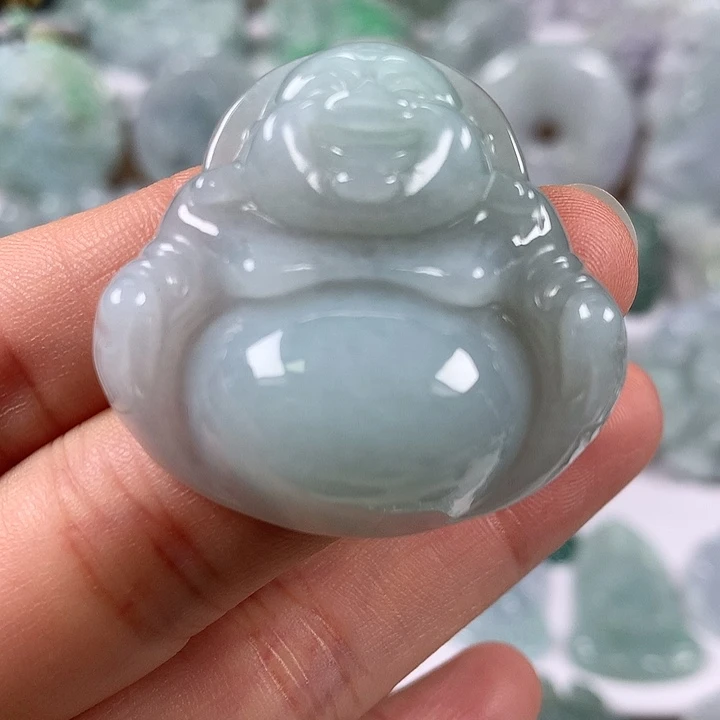 颈饰未镶嵌翡翠笑佛卡厚12+