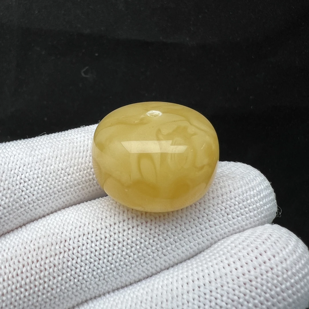 D2548[花粉】天然蜜蜡墩子6.6克/24*16.6mm 支持鉴定 假一罚四