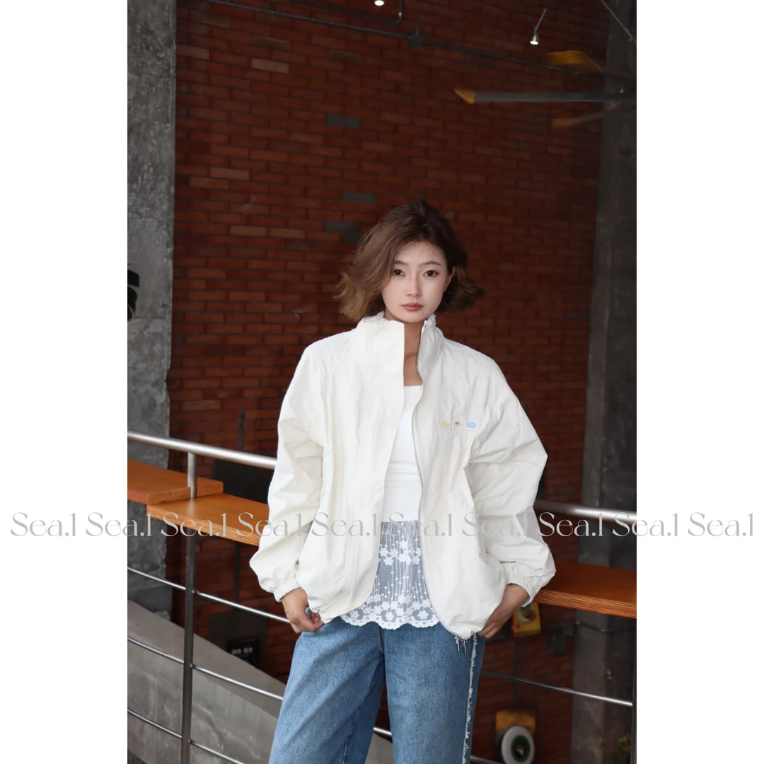SEA.1 【焦下客】洋气百搭显瘦拼接蕾丝边立领休闲外套