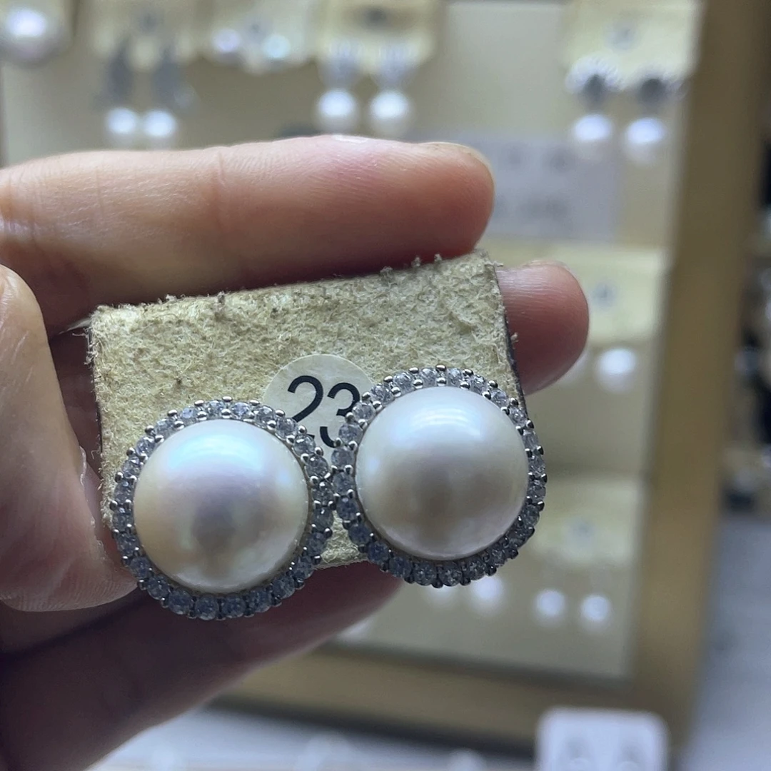 耳饰淡水珍珠银S925镶嵌