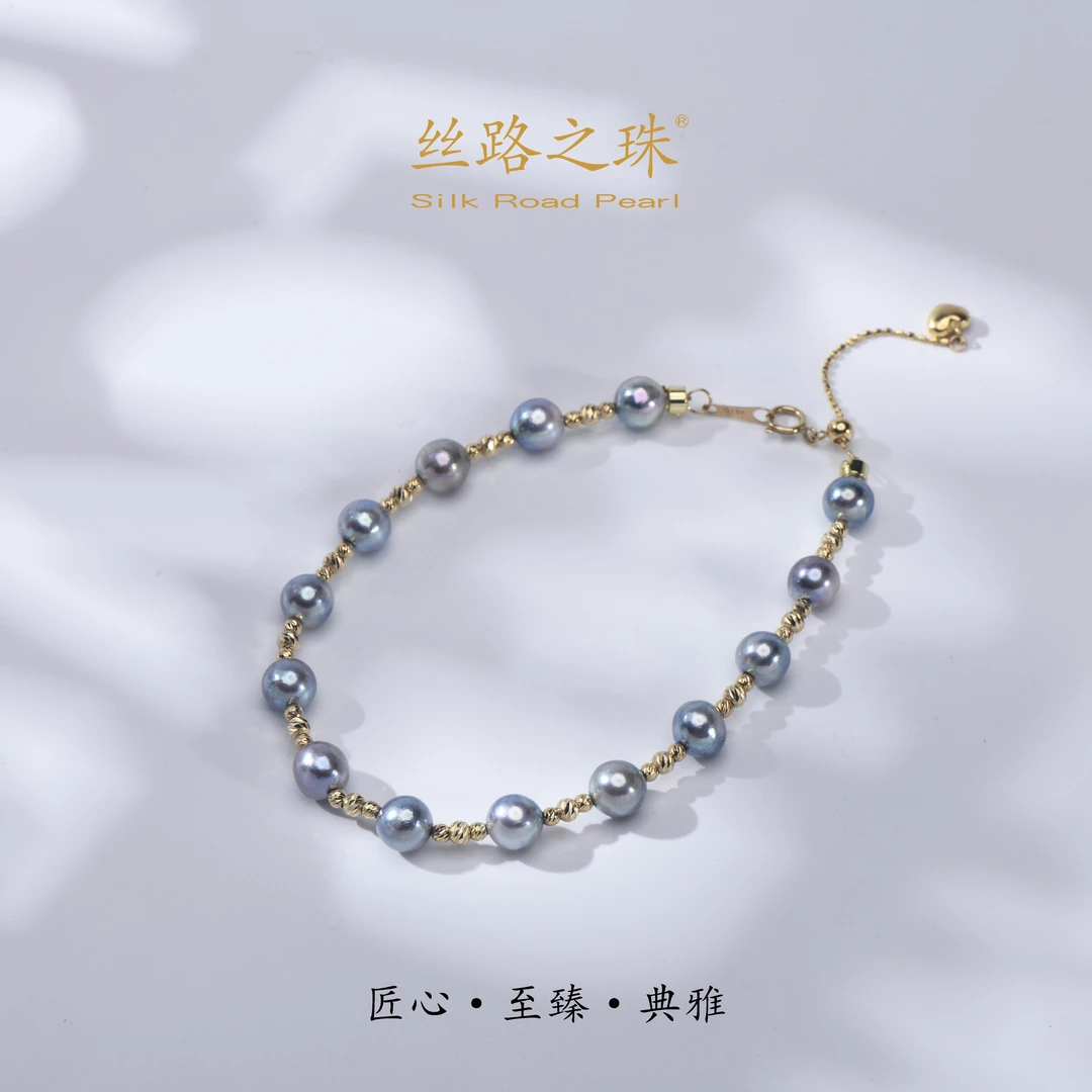【丝路之珠】18K金海水珍珠手链5.5-6MM