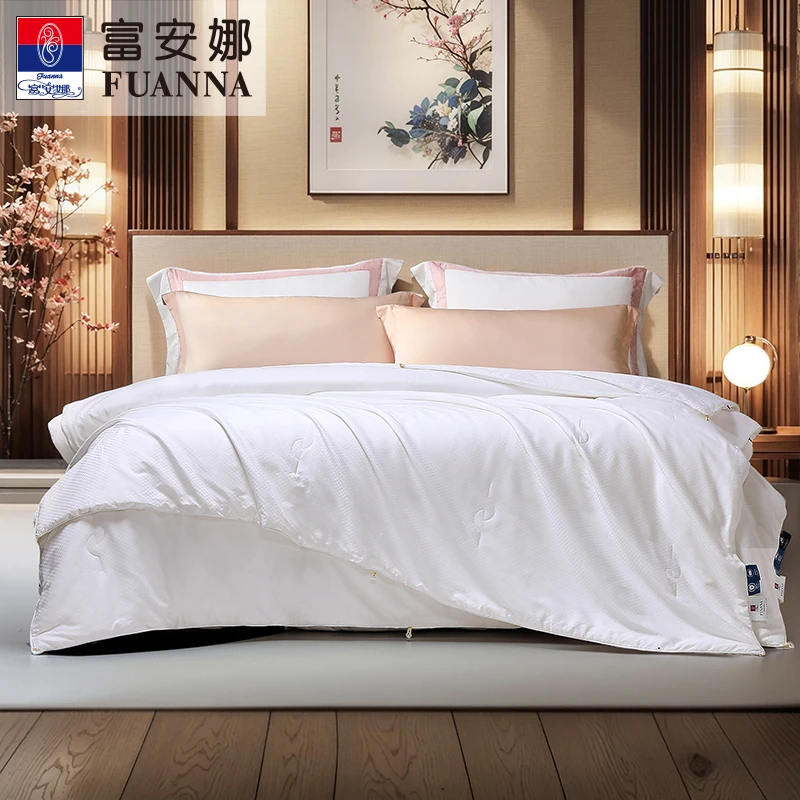 富安娜纯棉提花蚕丝桑蚕丝加厚子母被子二合一被芯月亮女神
