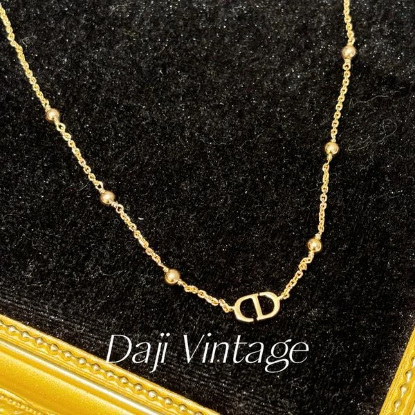 大吉中古/Dior迪奥金色cd字母圆珠项链